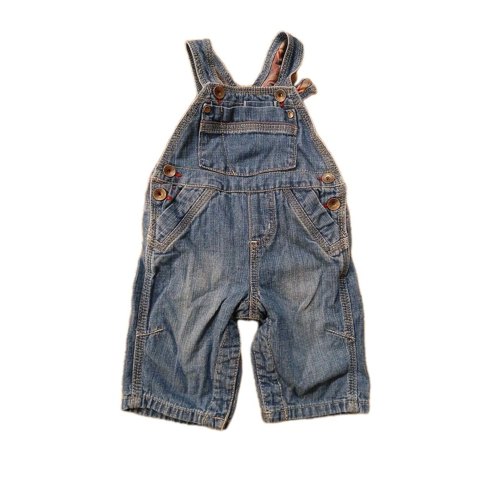 Genuine Baby By Oshkosh Unisex Denim Snap Closure Overalls Size 6 Mos 1 Piece